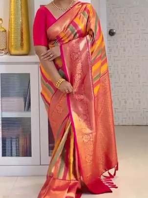 Fancy Soft Silk Multi Color Saree and Blouse