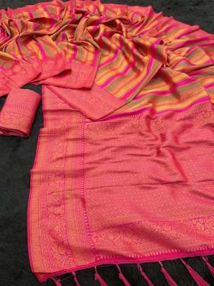 Fancy Soft Silk Multi Color Saree and Blouse