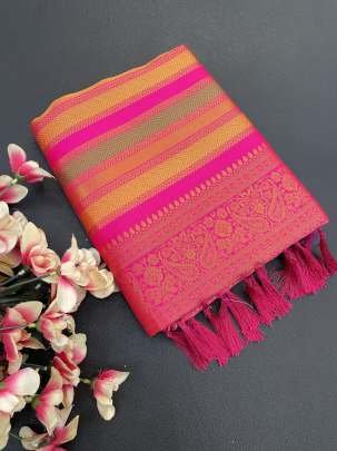 Fancy Soft Silk Multi Color Saree and Blouse