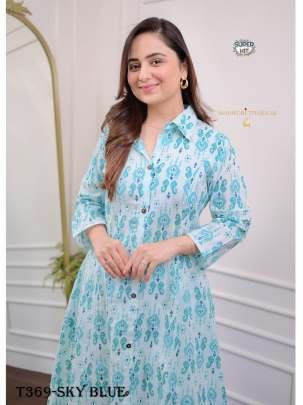 Fancy Wear Sky Blue Lilan Cotton Co ord Set