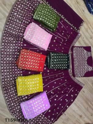 Fancy Wine Georgette With Design Work Lehenga Choli