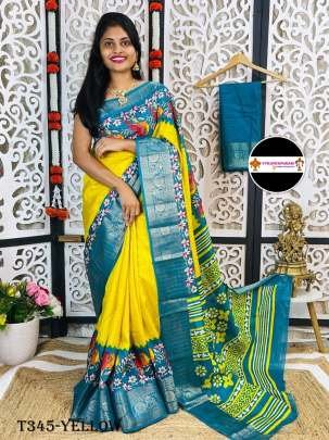 Fancy Yellow Dola Silk Saree For Women
