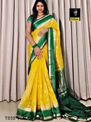 Fancy Yellow Zari Weaving Soft Viscose Kovaipattu Saree