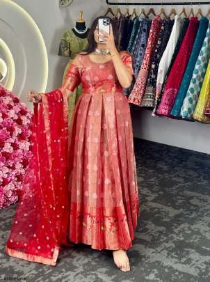 Fanta Festival Wear Jacquard Kota Silk Anarkali Suits