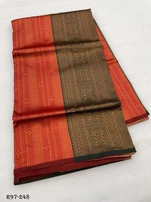 Fanta Flower Work Pure Silk Saree With Copper Zari