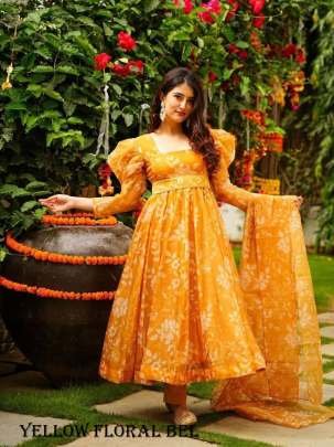 Fantastic Mustard Color Digital Print Anarkali Set