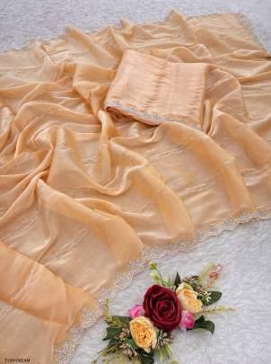 Fashion Collection Cream Jimmy Choo Handwork Saree