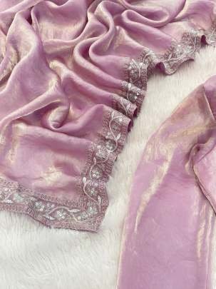 Fashionable Fendy Silk Embroidered Gown With Umbrella Flair