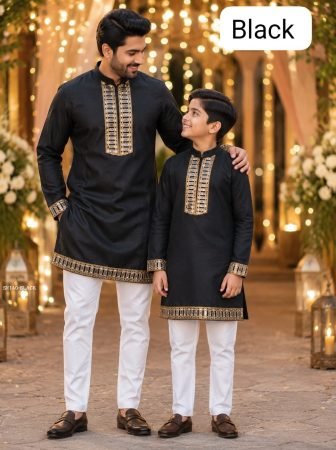 Father Son Kurta Combo  With Mirror Work