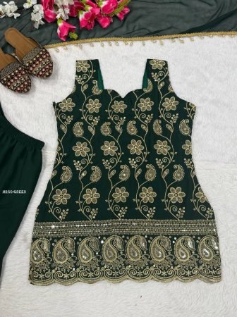 Faux Georgette Heavy Embroidery Sharara Suit Set
