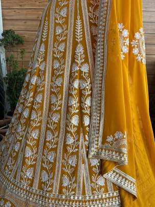 Faux Georgette Light Orange Lehenga Choli with Dupatta