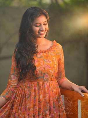 Faux Georgette Rust Orange Georgette Midi Dress