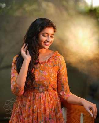 Faux Georgette Rust Orange Georgette Midi Dress