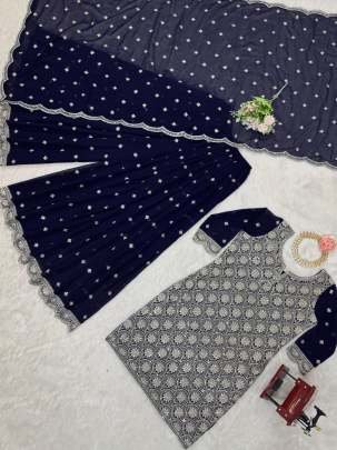 Faux Georgette Sequins Work Palazzo Suit