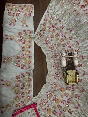 Faux Georgette Stone Sequins Work Lehenga Choli Dupatta