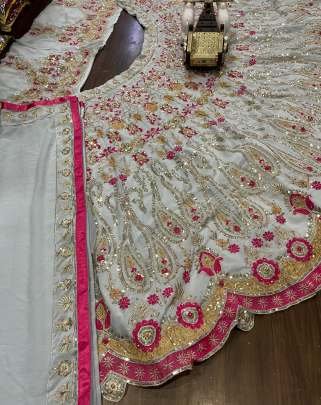 Faux Georgette Stone Sequins Work Lehenga Choli Dupatta