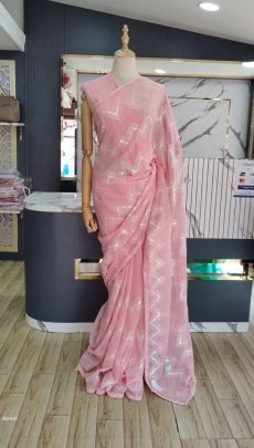 Faux Georgette with Sequnce work Designer Saree