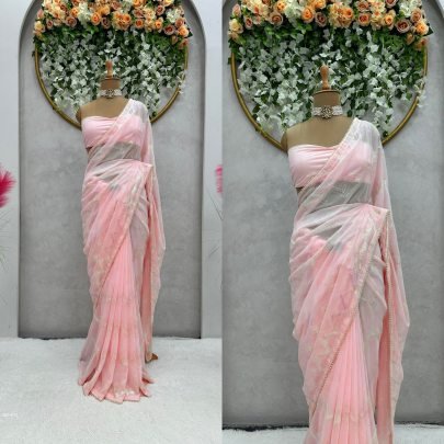 Faux Georgette with Sequnce work Designer Saree