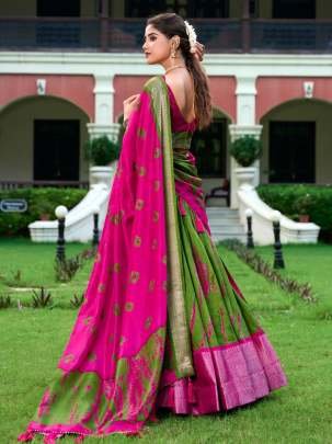 Fern Color Shibori Printed Dola Silk Lehenga Choli