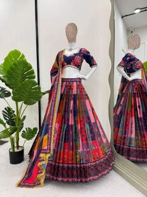Festival Wear Digital Printed American Silk Lehenga Choli
