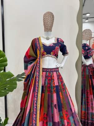 Festival Wear Digital Printed American Silk Lehenga Choli