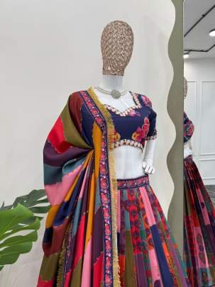 Festival Wear Digital Printed American Silk Lehenga Choli