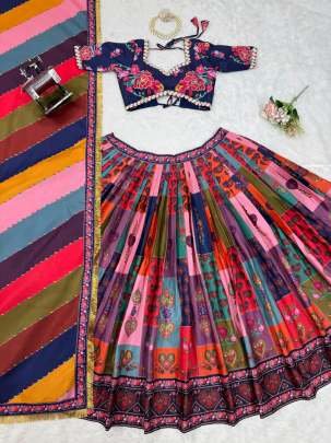Festival Wear Digital Printed American Silk Lehenga Choli