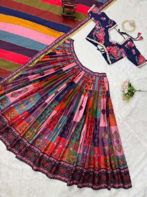 Festival Wear Digital Printed American Silk Lehenga Choli