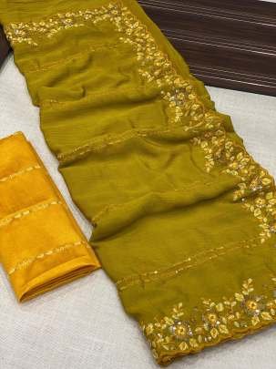 Festival Wear Multi Work Chinon Saree With Beautiful Blouse