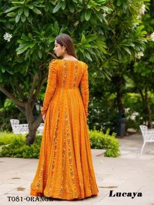 Festival Wear Orange Rayon Georgette Indo Western Dress