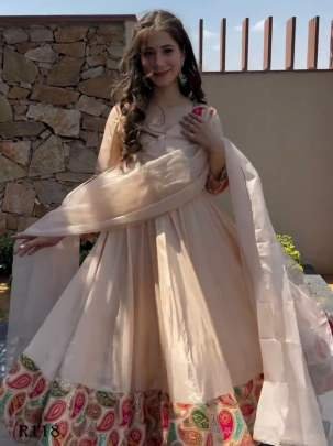 Festival Wear Readymade Silk Gown With Thread And Sequince Work