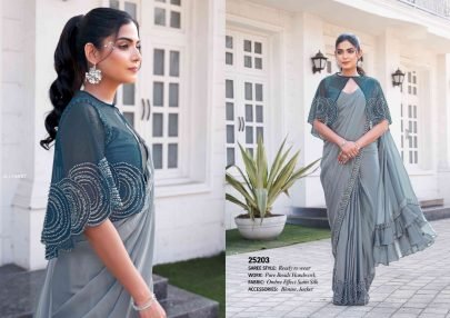 Festive Grey Silk Saree With Beautiful Jacket 25200 Series by Moh Manthan