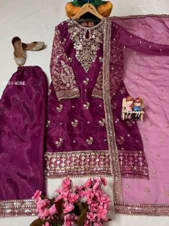 Festive Special Organza Silk Kurti Palazzo Set