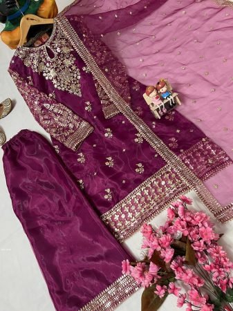 Festive Special Organza Silk Kurti Palazzo Set