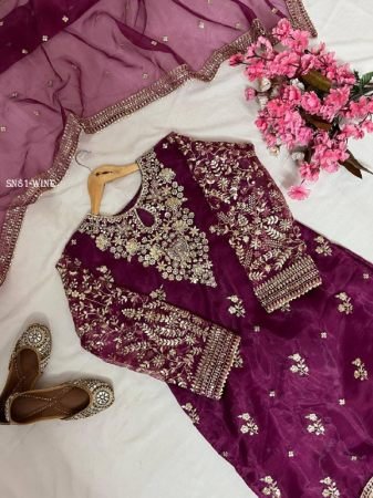 Festive Special Organza Silk Kurti Palazzo Set