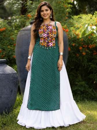Festive Wear Dark Green Colour Navratri Lehenga