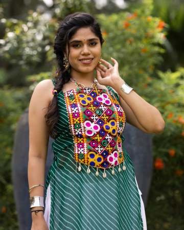 Festive Wear Dark Green Colour Navratri Lehenga