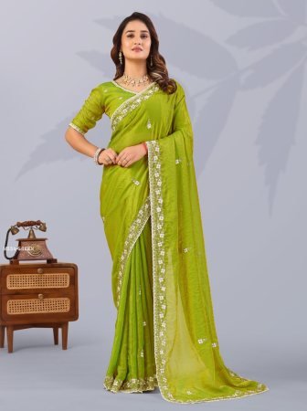 Festive Wear Fendi Silk Saree With Val Sequence Work