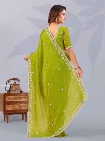 Festive Wear Fendi Silk Saree With Val Sequence Work