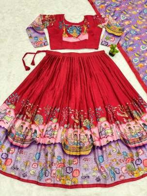 Festive wear Kalamkari Print Multi Colour Lehenga Choli Dupatta