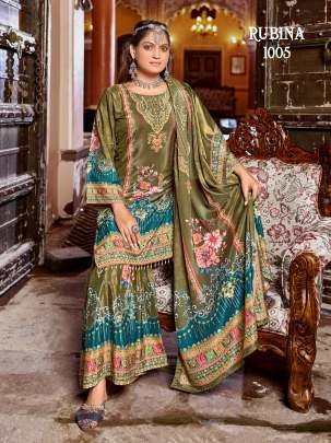 Festive Wear  Mehendi Colour Top,Sharara With Dupatta Set