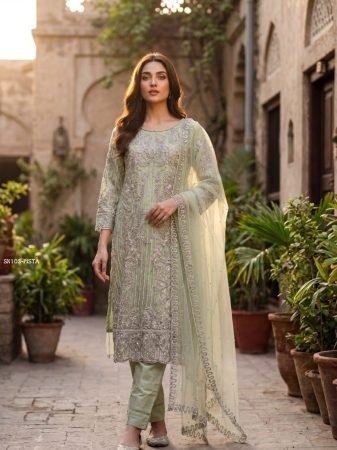 Festive Wear Net Suit with Silk Pants for Women
