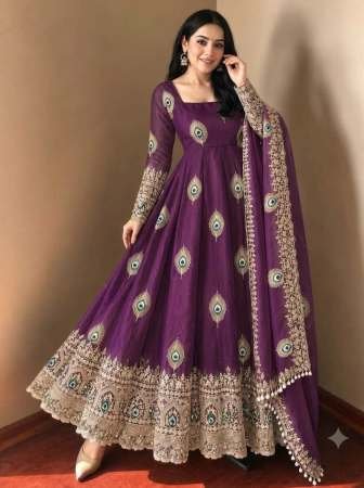 Festive Wear Purple Colour Anarkali Suit	
