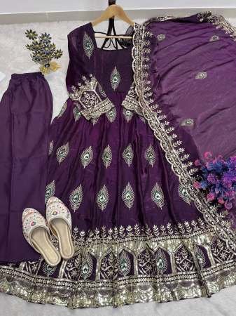 Festive Wear Purple Colour Anarkali Suit
