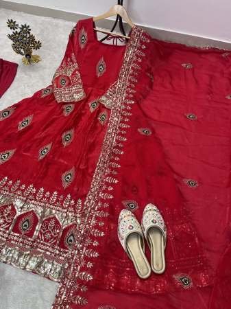 Festive Wear Red Colour Anarkali Suit