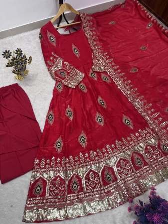 Festive Wear Red Colour Anarkali Suit