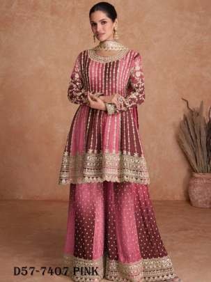 Festive Wear Vaani Vol 2 Real Chinon Pink Suit 