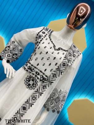 Festive Wear White Rajwadi Silk Kurti Pant Set