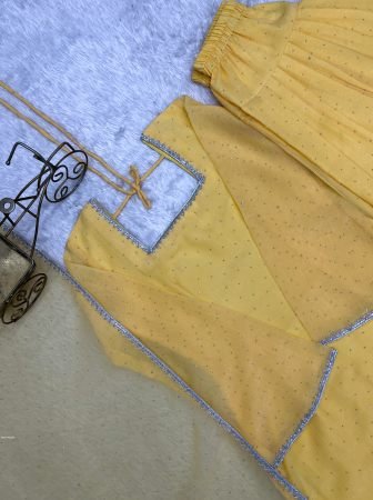 Festive Wear Yellow Crunchy Silk Suit Set