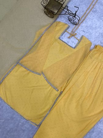 Festive Wear Yellow Crunchy Silk Suit Set